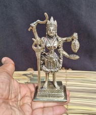 Brass Kali Mata Statue Mahakali Goddess Kalika Maa Idol Religious Decor 5.5 Inch picture