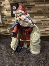 OOAK Folk Art Santa Ceramic Signed Theresa Morehead 1987 St. Nick Christmas picture