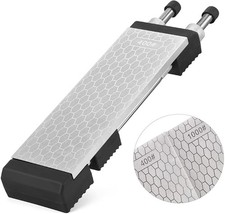 8'' Diamond Sharpening Bench Stone Double Sided 400/1000 Grit W/ Non-Slip Holder picture