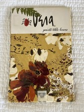 VERA NEUMANN Vintage Flowering Branch Autumn Floral Tablecloth Rust Gold 52” Sq. picture