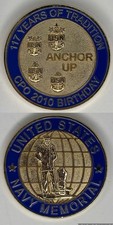 VTG US Navy CPO 117 Years 2010 Birthday Challenge Coin Anchor Up USN Memorial picture