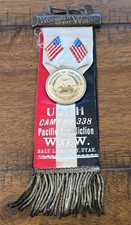 ANTIQUE WOODMEN OF THE WORLD UTAH RIBBON PIN MEDAL EARLY CELLULOID BEAUTIFUL #2 picture