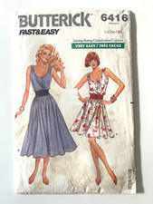 1980's Butterick Dress  Pattern 6416 Size 12-16 UNCUT picture