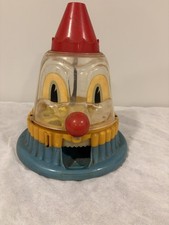 Vintage L.M. Becker Ring Ding Clown 1¢ Gumball Machine Blue Yellow Antique picture