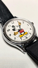 Vintage Lorus Mickey Mouse Watch V515-6000 Silver Tone NEW Battery RUNS Orig Bnd picture