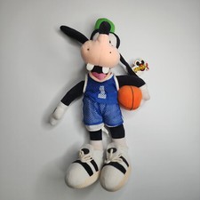 Goofy Basketball Disney World Plush From 90's Vintage Clean Blue Jersey #1 18” picture