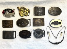 Vtg 1970s 1980s Belt Buckle Estate Lot 11x Metal Biker Trucker GM Ford Navy Eagl picture