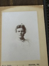 Antique Cabinet Card Photo Portrait Young Woman Sepia Victorian Dexter picture