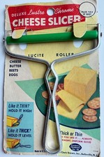 Vintage Kenberry No. 59 Deluxe Lucite Chrome Cheese Slicer Green Roller picture