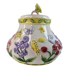 Butterflies And Garden Flowers Gibson Cookie Jar NO Cracks READ AS IS picture