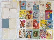VTG Juvenile Mixed Greeting Cards Unused 1980's Kids Cute Animals Lot of 20 picture