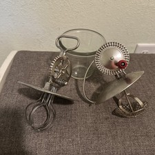 Lot 2 Vtg Antique 1930's Egg Beaters With Glass Anchor Hocking Measuring Cup SET picture