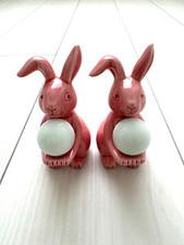 Pink Japanese Ceramic Rabbit Figurine Statue Usagi Lucky Charm Cute Decor picture