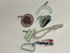 Capital One Bank Promotional Keychain Bag Charm Set Carabiner Cord Clip Key Tags picture