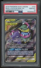 2019 Pokemon Muk & Alolan Muk GX Unbroken Bonds Full Art #197 PSA 10 picture