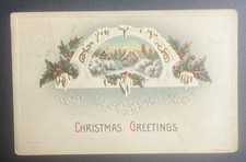 Antique Copyright 1910 Christmas Greetings Embossed Postcard Dexter Press picture