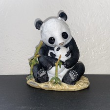 Homco HOME INTERIORS Masterpiece Porcelain PANDA with Baby 1988  5” Tall picture