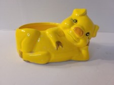 Adorable Vintage Farmhouse Yellow Pig Dish, Planter š D4 picture