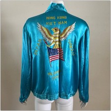 1970s Vietnam War US Navy Satin Far East Cruise Souvenir Tour Jacket Vtg Japan picture