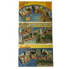 Lot Of 3 Linen Greetings From Postcards NY NM NV Unposted D599 picture