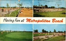 Vtg Having Fun At Metropolitan Beach, Mt. Clemens, Michigan Postcard Posted 1962 picture