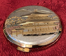 VTG 1950's  Chokin Compact w/Mirror-Temple Of The Golden Pavilion Kyoto Japan-GC picture