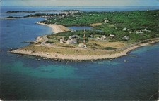 Woods Hole Cape Cod Nobska Light Lighthouse MA 1981 Aerial Postcard picture