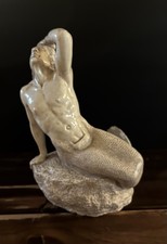 Vintage Waynesart Merman Statue Wayne Hampton Plaster Composite Sculpture AS IS picture