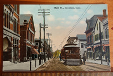trolley at Music Hall, Main Street, Danielson CONN CT postcard picture