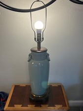 1900s CHINESE CELADON table lamp vtg frederick cooper mcm vase porcelain pottery picture