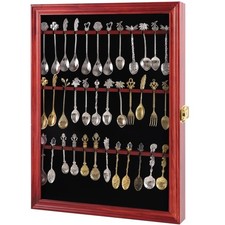 36 Souvenir Tea Spoon Display Case Collection Collector Rack Wall Mount Woode... picture