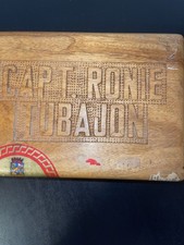 TABACALERA Vintage Wood Cigar Box,  Captain Ronie Tubajon , Manila Phillippines picture