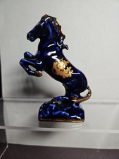 Limoges Castel France Cobalt Blue Porcelain Stallion Horse Figurine 22k Gold picture