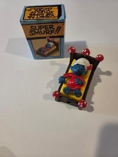 VTG Super Smurf with Lawn Mower Original Packaging 1981 Peyo Schleich Yard Work picture