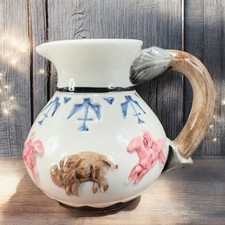 Vintage Omnibus Fitz & Floyd Ceramic Small Pitcher Creamer Buffalo Hunt Scene picture