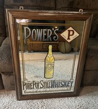 Vintage Powers Pure Pot Still Irish Whisky Mirrored Advertising Sign Rare 30X24 picture