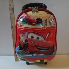 Disney Pixar CARS Lightning McQueen Luggage Hardcase Travel EUC Pockets picture