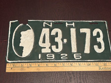 1926 New Hampshire Old Man in the Mountain license plate green & white 43-173 picture