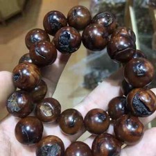 20mm*12pcs Round Beads Lightning Struck Mark Jujube Wood Blesse Amulet Bracelet picture