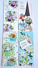 4 Vintage Birthday Greeting Cards. Unused Cute Lot Alpine Brand NOS picture