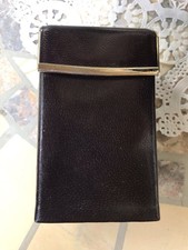 Vintage Carlo Amboldi Genuine Leather Flip-Top Cigarette Case with Gold Hardware picture