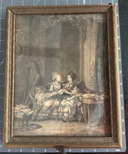 Antique Vintage Vanity Jewelry Box Mirror Glass Bottom Victorian Lady Print picture