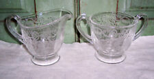 Vintage Etched Depression Glass Fostoria Romance Creamer & Sugar Bowl picture