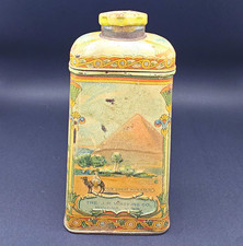 Antique 1920s Watkins Egyptian Bouquet Talcum Powder Tin Sphinx Pyramid Cairo picture