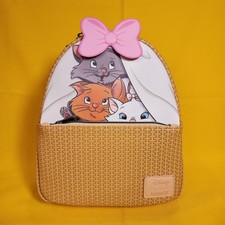 Loungefly Disney The Aristocats Marie Kitten Basket Bow Brown Mini Backpack NEW picture