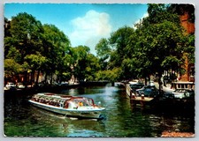 Vintage Postcard Amsterdam Canal Scene Boat Real Color picture