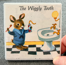 Vintage Richard Scarry The Wiggly Tooth Art Tile Bunny Childrens Book Decor picture