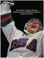 1984 ABC Sports Winter Olympic Games Vintage Print Ad, Team USA Hockey Player picture