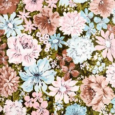Vtg Waverly Fabric Woodland Dell Glosheen 1950s Pink Brown Floral 6.89 Yards picture