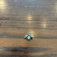 VINTAGE MINIATURE TINY NAVAJO INDIAN STERLING SILVER TURQUOISE 3D BUG PIN BROOCH picture